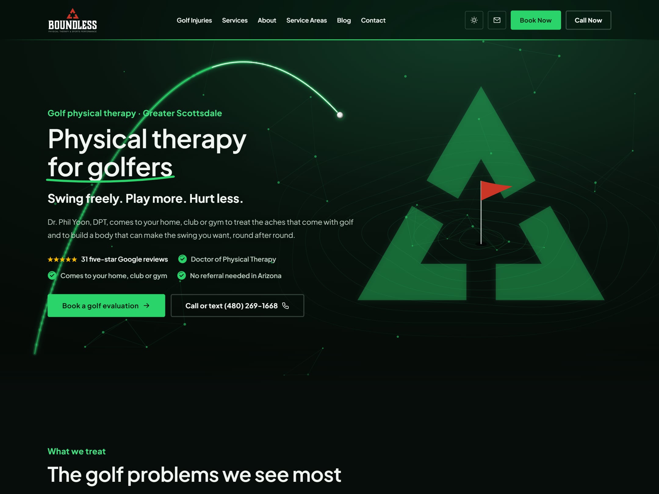 Boundless PT Golf website