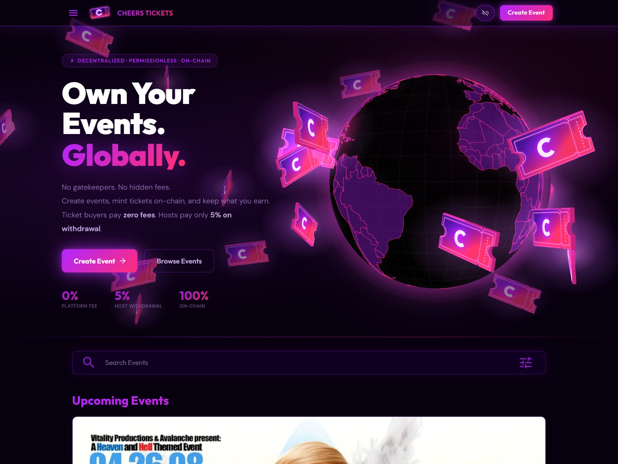 Cheers Tickets, an event ticketing protocol live on Base, an Ethereum layer 2