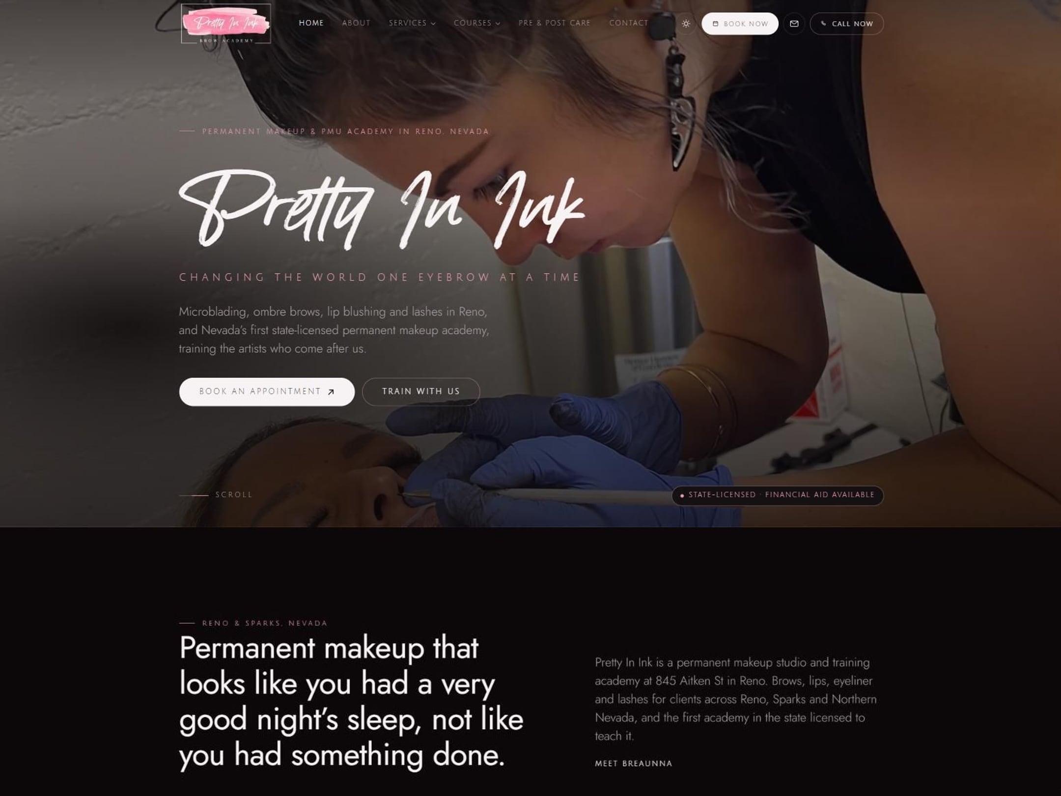 Pretty In Ink Brow Academy website